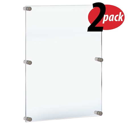 Azar Displays Floating Acrylic Wall Frame with Silver Stand Off Caps: 24'' x 36'' Graphic Size, 2PK 105536-GS-2PK